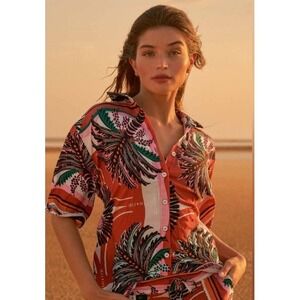 Maaji Eclectic Palms Seona Shirt Button Down Beach Vacation Sz M